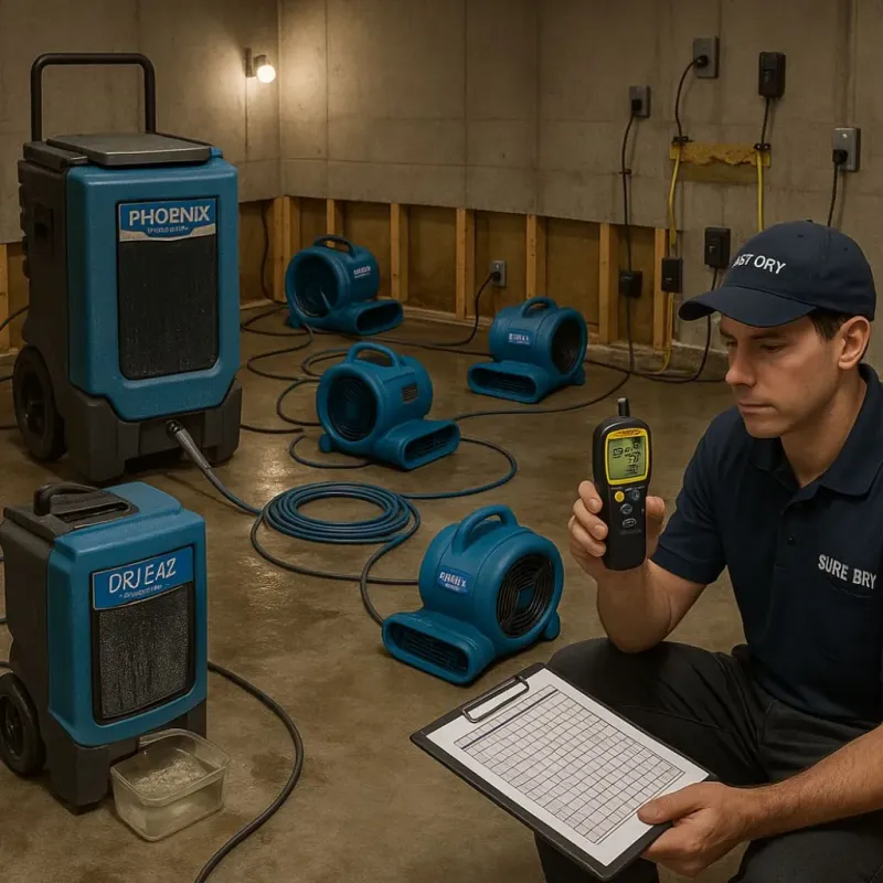 Structural Drying and Dehumidification process in Cambria, IL